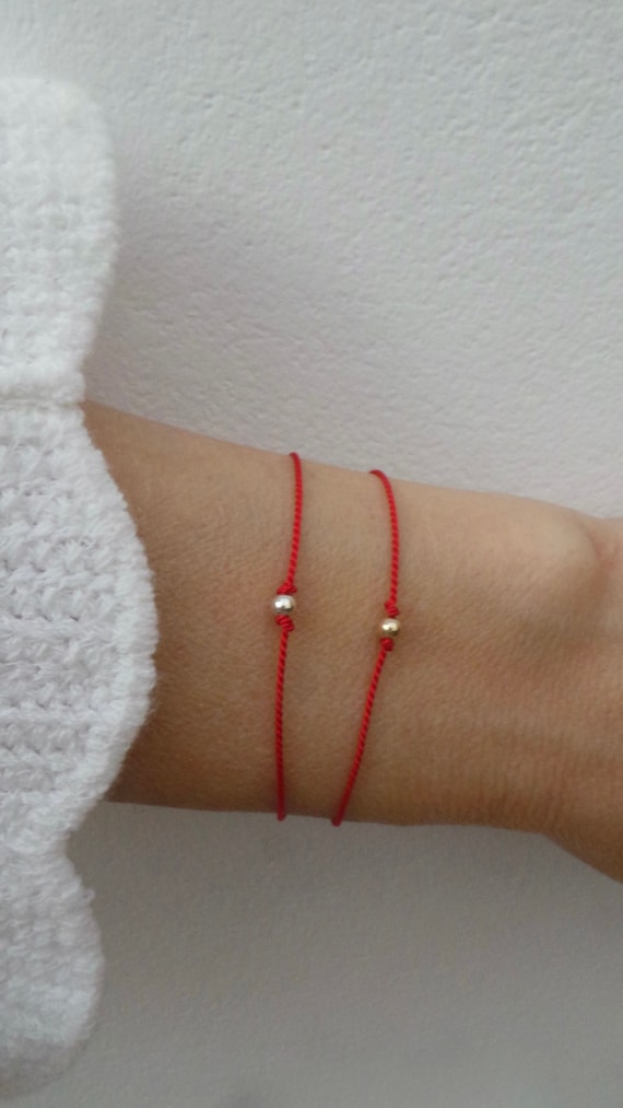 Pulsera hilo rojo. Collar rojo de pulsera del destino. - Etsy España