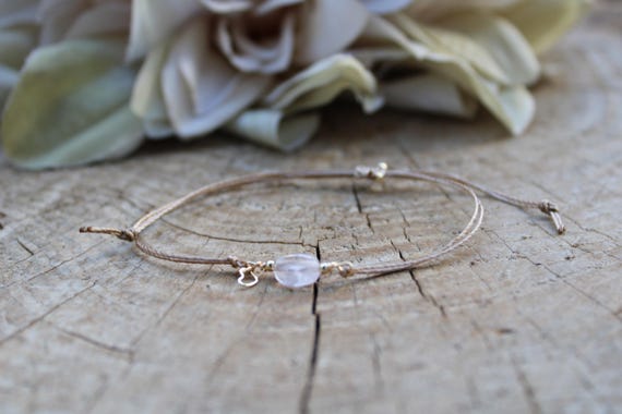 Rose quartz cord bracelet. Heart stone. Fertility bracelet.  Self love, unconditional love.