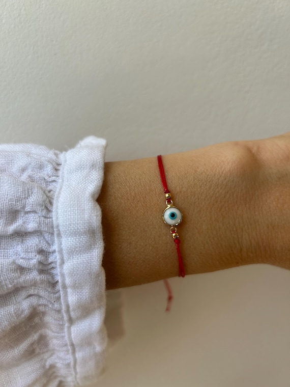 Evil eye string bracelet. Evil eye cord bracelet. Protection bracelet. Adjustable bracelet.
