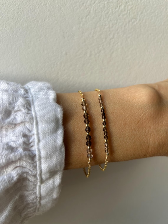 Smoky quartz bracelet. Ombre smoky quartz bracelet.  Gold filled/sterling silver/rose gold filled.
