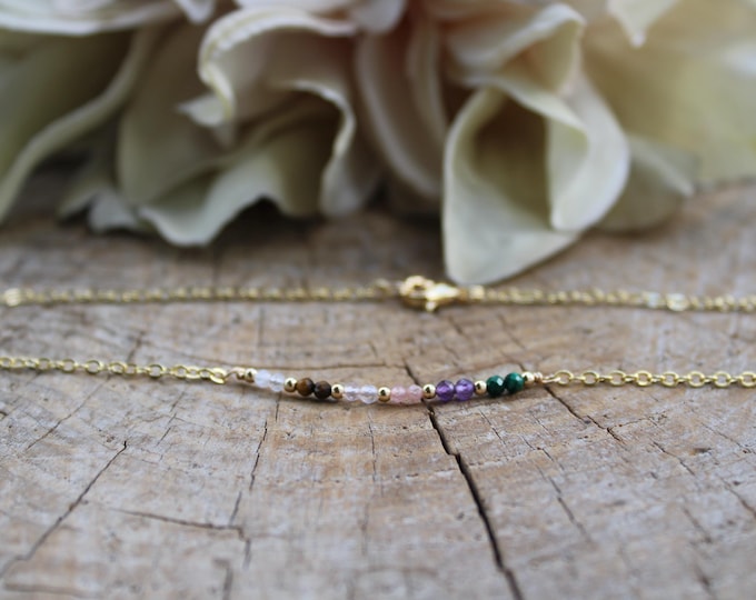 Gemstone Cancer Support Necklace: Crystal Healing, Gold Filled, sterling silver Chain