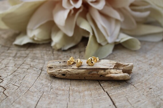 Gold Filled Heart Stud Earrings: Minimalist 6mm Studs