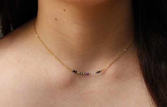 Empath protection necklace. Block negative energy/ Emotional healing necklace. Gold, silver, rose gold bead bar necklace.