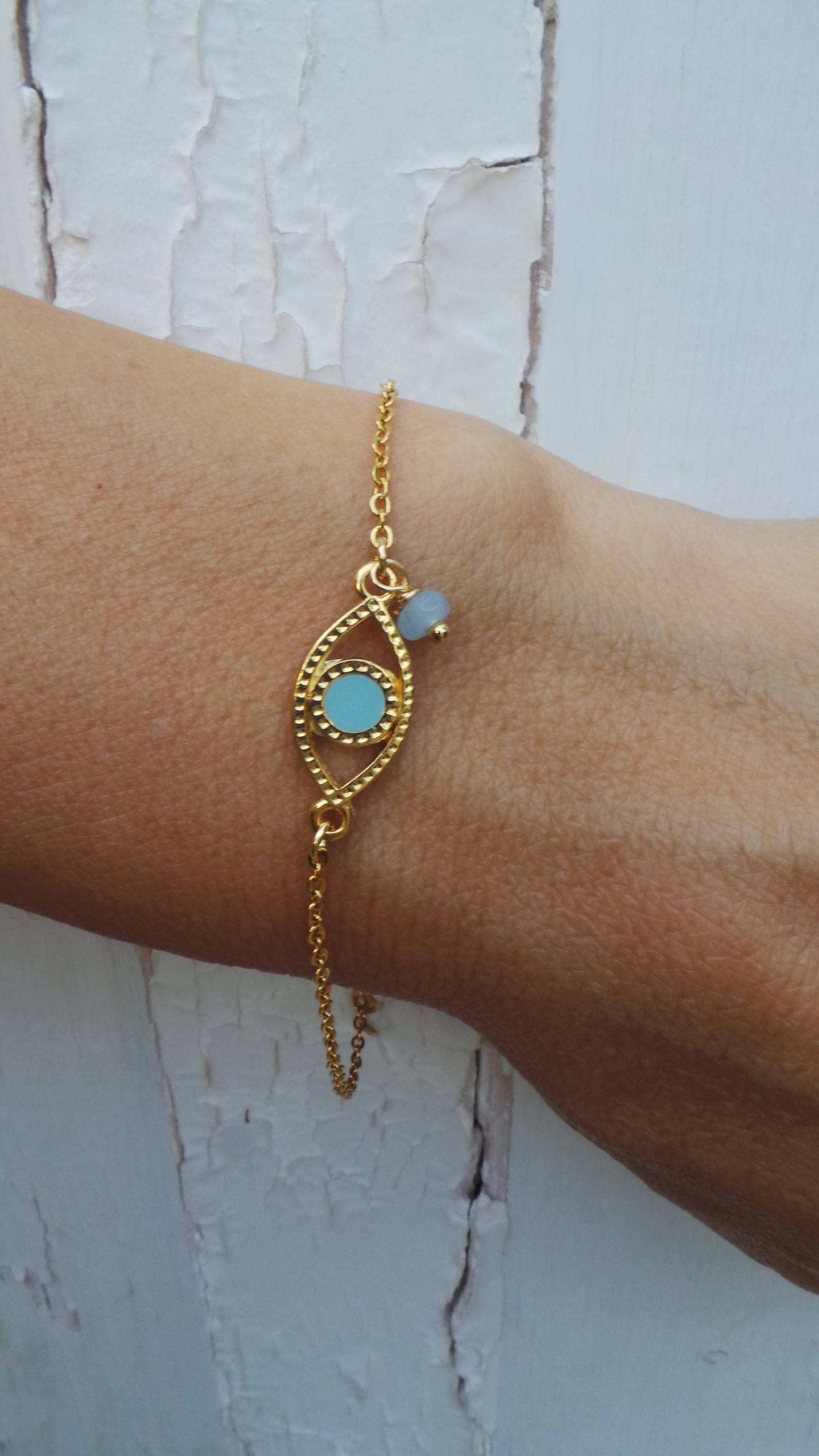 Evil eye bracelet. Dainty evil eye bracelet. Greek evil eye charm