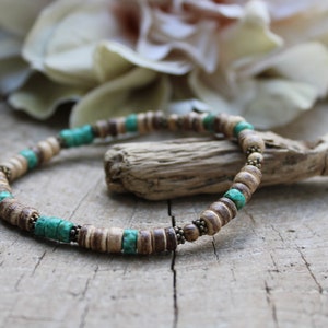 Mens bracelet. Mens gemstone bracelet. African turquoise bracelet. Mens beaded bracelet stack. Mens stretch bracelet. image 4