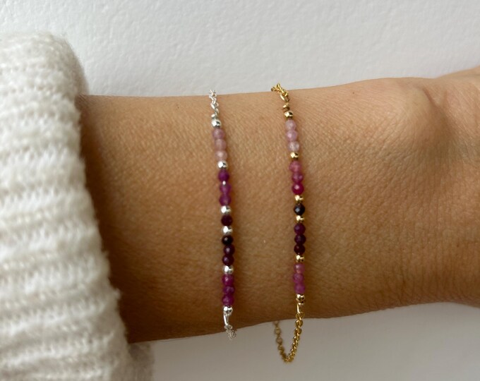 Dainty Ruby Bracelet: Gold Filled or Sterling Silver, July Birthstone