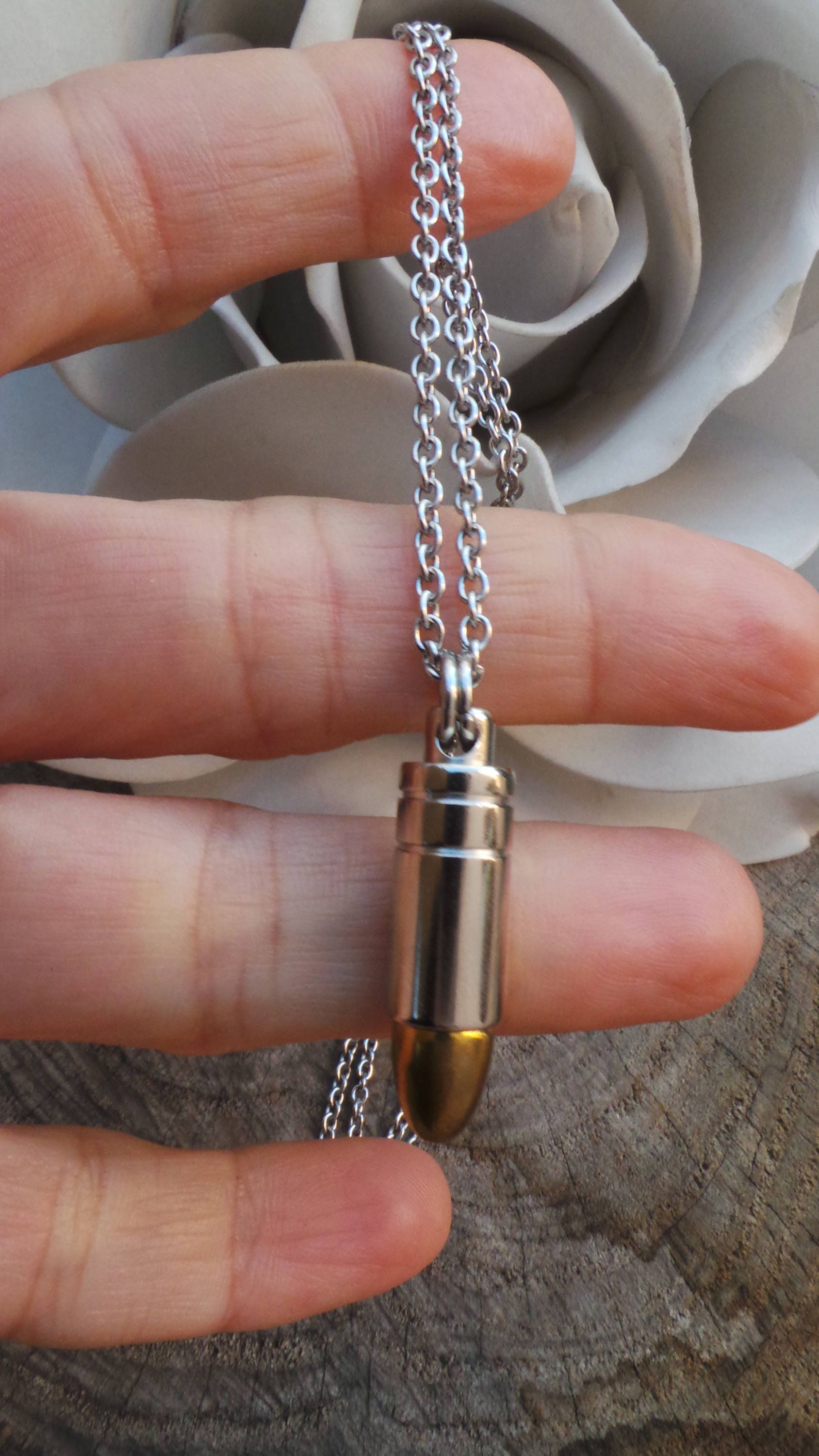 Mens necklace. Men's bullet necklace.Mens bullet pendant necklace. Men