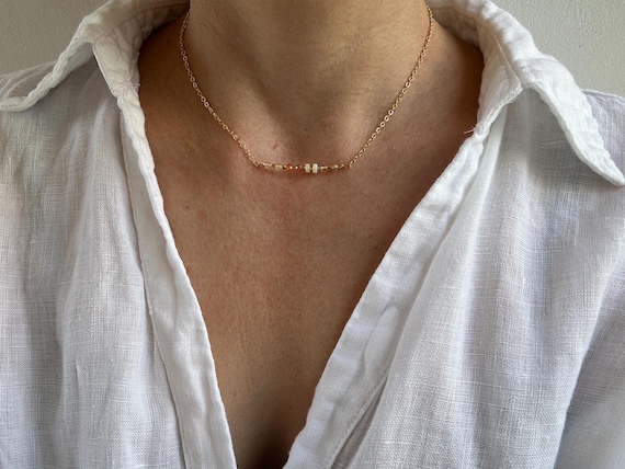 Citrine, opal and sunstone necklace. Yellow gemstone necklace. Positivity, optimism, energy. Gold filled/sterling silver