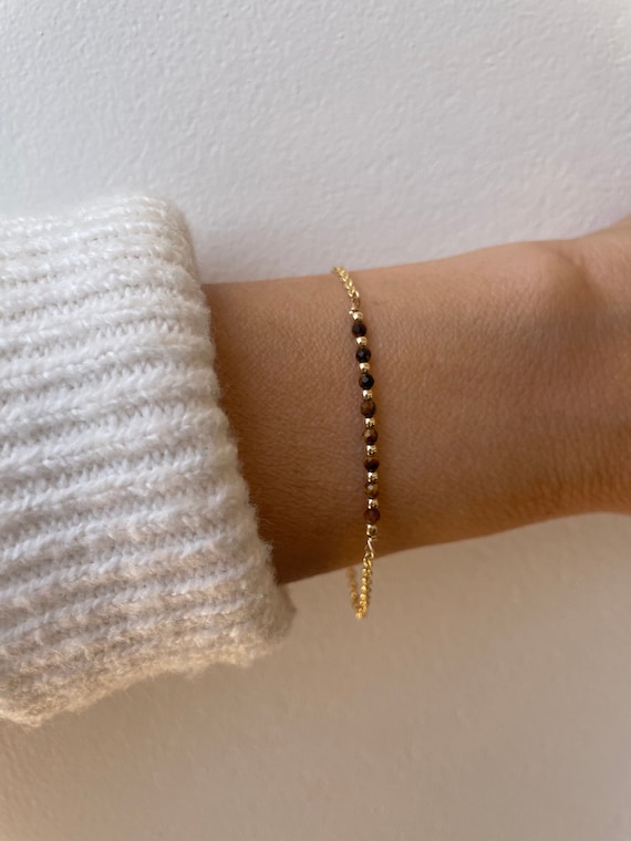 Tiger's eye bracelet. Dainty tiger 's eye bracelet. Bracelet for abundance, good luck and protection. Gold filled/sterling silver.