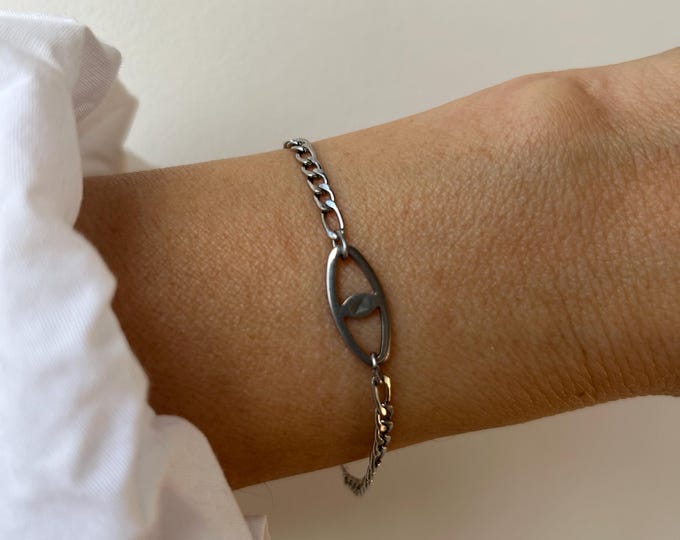 Stainless Steel Evil Eye Bracelet – Protection Jewelry. Unisex