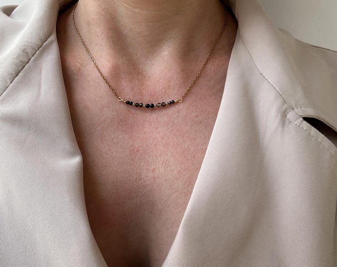 Gemstone Protection necklace, Black tourmaline,  Onyx, Gold Sheen Obsidian, hematite, smoky quartz