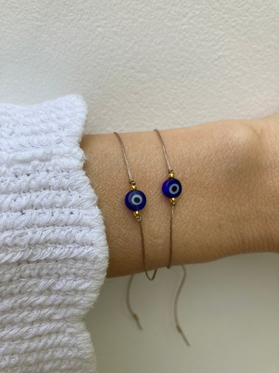 Evil eye bracelet. Evil eye cord bracelet. Evil eye string bracelet. Stacking bracelet. Protection bracelet. Greek mati bracelet.