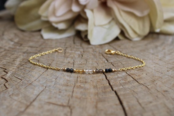 Empath protection and grounding bracelet. Black tourmaline, smoky quartz, clear quartz, citrine,  black sheen obsidian.