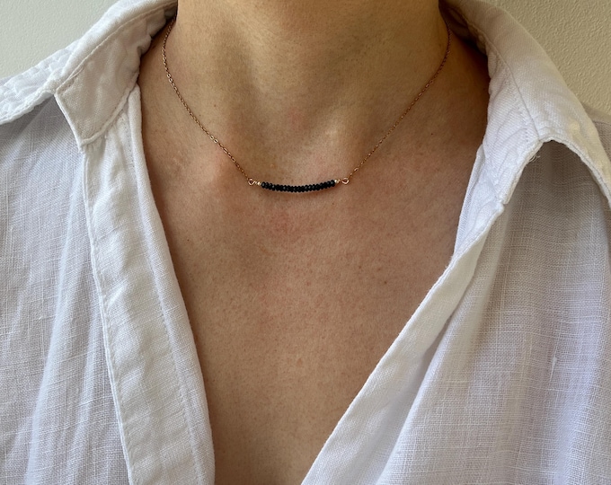 Black tourmaline bar choker. Empath protection necklace. Gold, silver, rose gold chain.