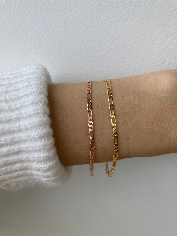 Minimalist bracelet. Dainty Figaro chain bracelet. Gold filled/rose gold filled figaro bracelet.  Dainty chain bracelet.