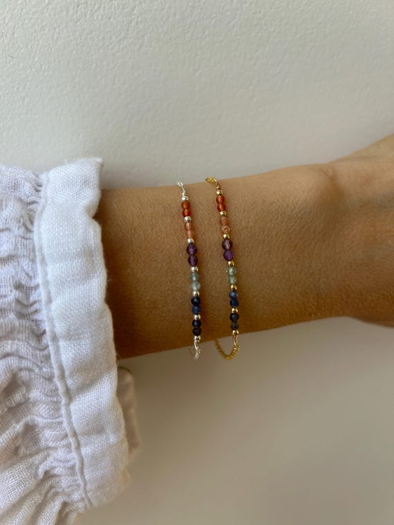 Weight loss aid bracelet. Slimming aid bracelet. Gemstone crystal healing bracelet. Iolite, blue apatite etc. Gold filled/sterling silver