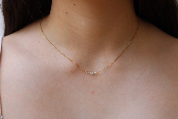 Aquamarine necklace. Aquamarine choker. March birthstone necklace. Gold, rose gold, silver chain.