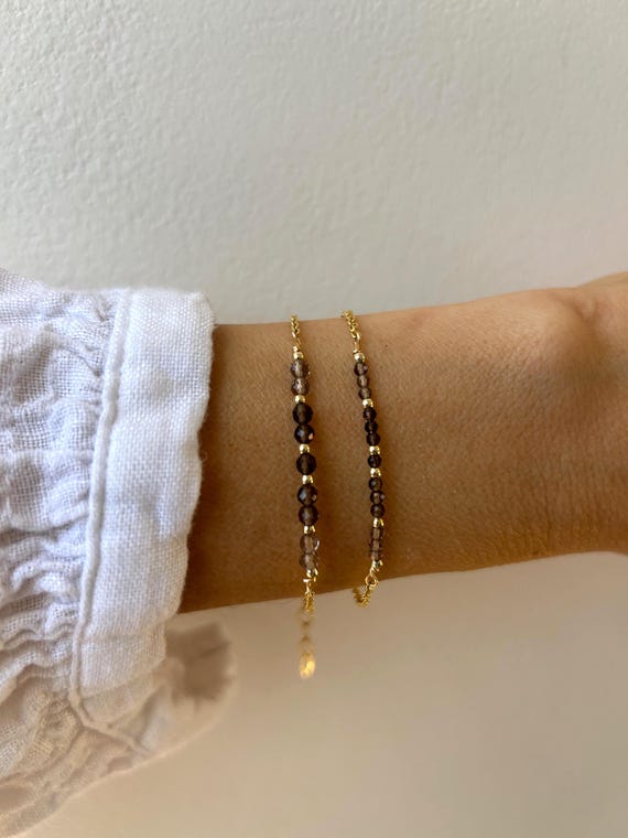 Ombre Smoky Quartz Bracelet: Gold Filled, Sterling Silver, or Stainless Steel