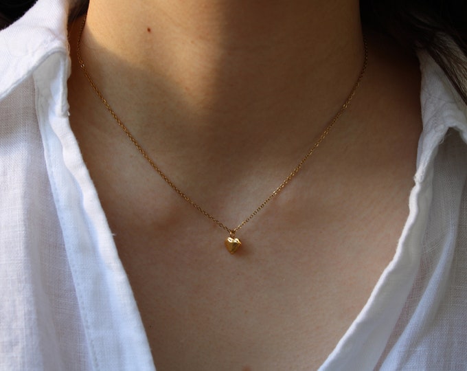 Tiny Heart Necklace: Stainless Steel Minimalist Layering Necklace