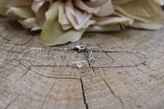 Herkimer diamond anklet. Dainty gold anklet bracelet.  Anklet bracelet. Gold chain anklet. Summer anklet. Ankle jewellery.