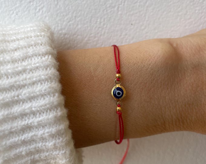 Evil Eye Cord Bracelet: Adjustable Protection String Jewelry – Stainless Steel Charm