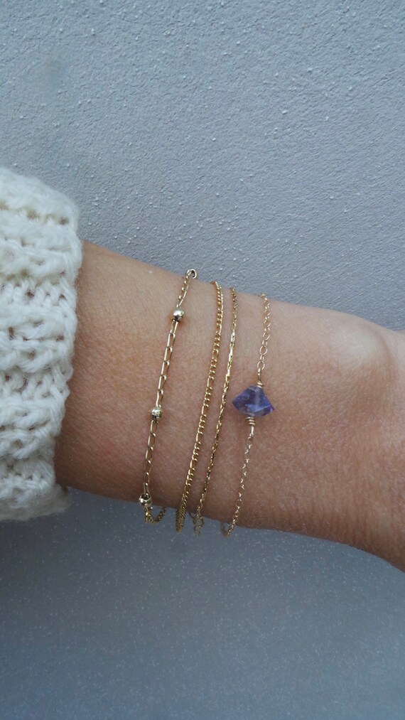 September birthstone. Iolite bracelet. Sapphire bracelet. Water sapphire bracelet. Gold filled /sterling silver.