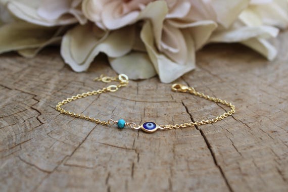 Evil eye and birthstone bracelet - Gold filled evil eye bracelet. Birthstone bracelet. Evil eye and gemstone bracelet. Bridesmaid gift