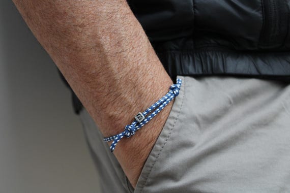 Mens cord bracelet with initial. Personalised cord bracelet for men. Red string bracelet for men.
