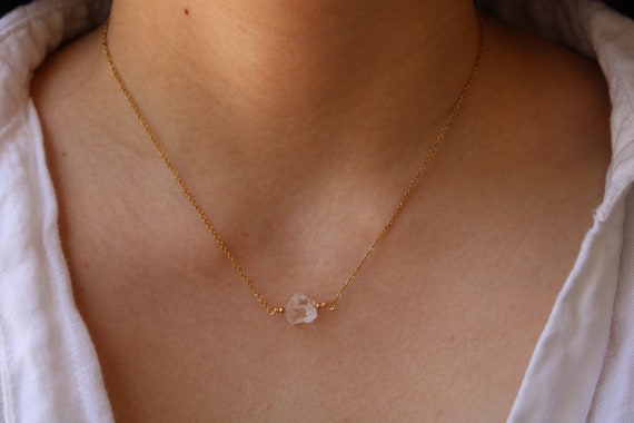 Clear quartz necklace. Raw clear quartz choker. Clear quartz nugget. April birthstone. Healing/block negativity