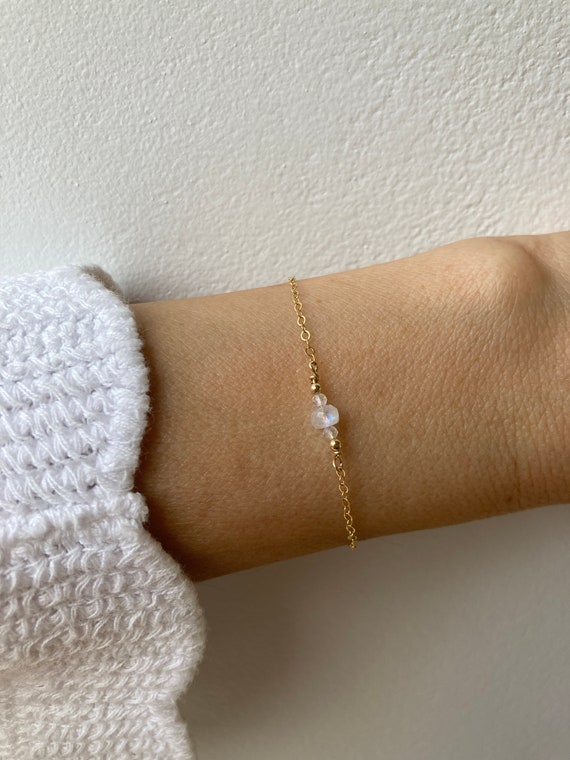 Dainty moonstone bracelet. Gold filled/Rose gold filled/ sterling silver moonstone bracelet. June birthstone . Hormonal balance.