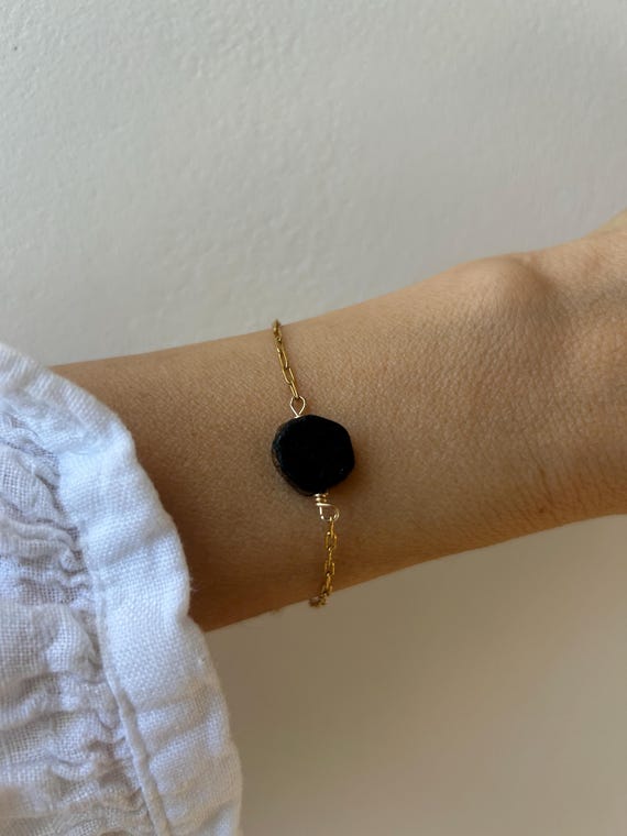 Black Tourmaline Bracelet. Empath protection Stainless Steel Chain