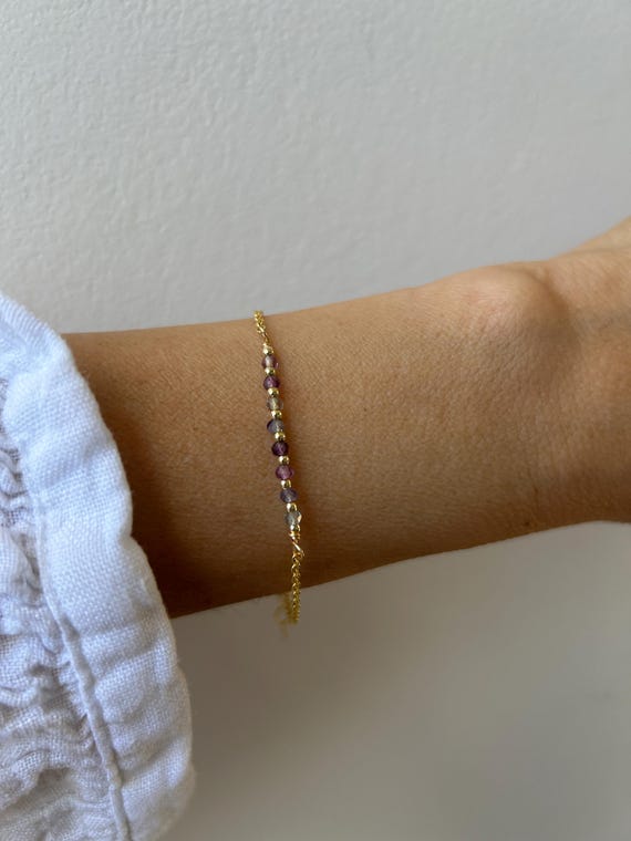 Fluorite bracelet. Aura protection bracelet. Aura shield. Gold filled/sterling silver