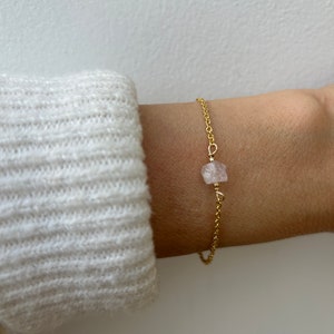 Raw rose quartz crystal bracelet.  Gold filled/sterling silver rose quartz bracelet. Fertility support bracelet.
