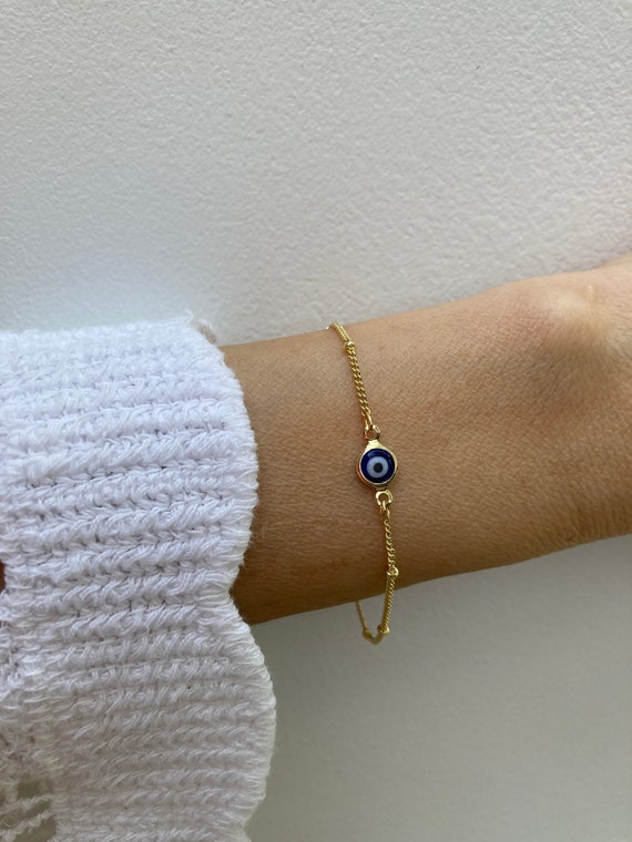 Evil eye bracelet. Gold filled evil eye bracelet. Gold fill evil eye.  Greek mati. Blue evil eye.  Gold evil eye. Protection bracelet.