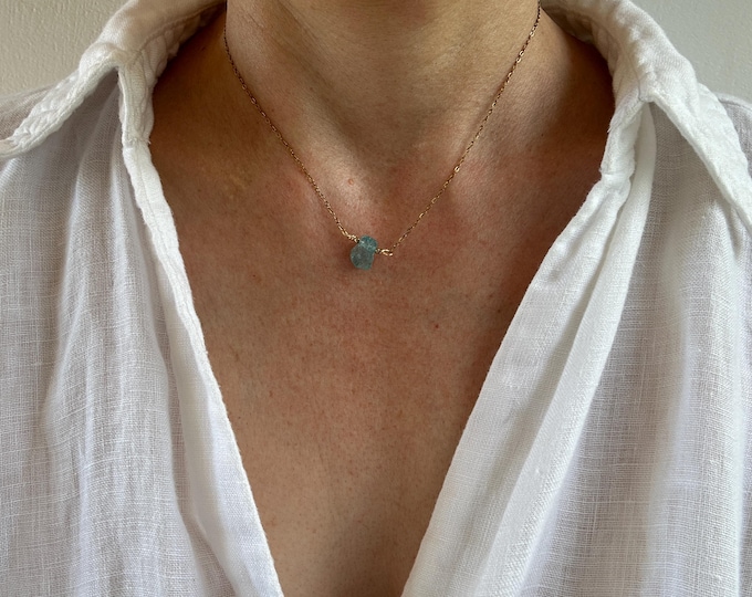 Raw Gemstone Nugget Necklace: Black Tourmaline, Citrine, Aquamarine, moonstone