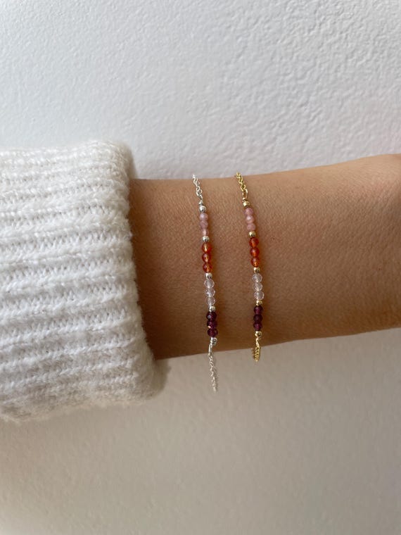 Garnet, rose quartz, carnelian and rhodochrosite bracelet.  Emotional healing. Gold filled/sterling silver gemstone bracelet.