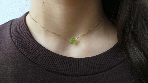 Peridot necklace. Peridot necklace. August birthstone. Green peridot.