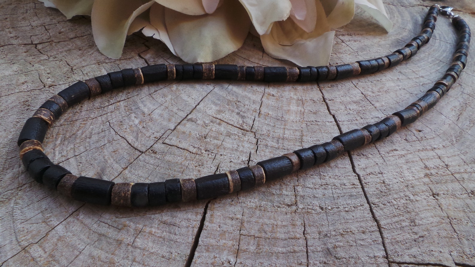 Mens beaded necklace . Mens necklace. Surfer style necklace. Etsy