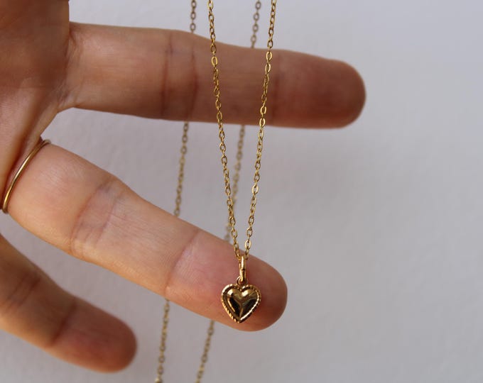 Tiny Heart Necklace: Stainless Steel Minimalist Layering Necklace