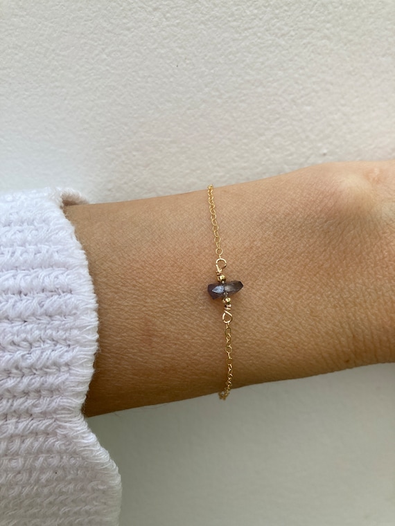 September birthstone. Iolite bracelet. Sapphire bracelet. Water sapphire bracelet. Gold filled /sterling silver.