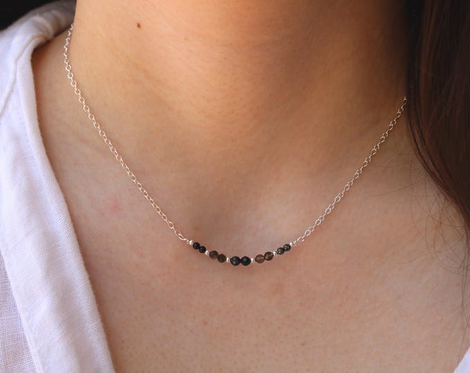 Gemstone Protection necklace, Black tourmaline,  Onyx, Gold Sheen Obsidian, hematite, smoky quartz