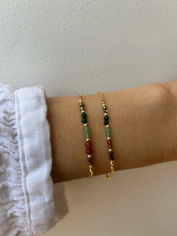 Abundance Gemstone Bracelet: Tiger's Eye, Garnet, Aventurine, Pyrite