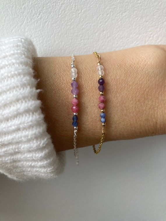 Menopause support bracelet.Sodalite, rhodonite, lepidolite and moonstone bracelet.  Gold filled, sterling silver