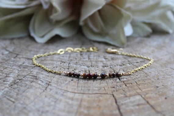 Dainty tiger's eye bracelet. Bracelet for protection, abundance, prosperity, good luck. Gold filled/sterling silver.