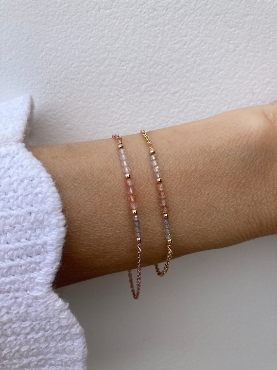 Moonstone, sunstone and labradorite bracelet. Gold filled/sterling silver gemstone bracelet. Positivity, healing, hormonal support