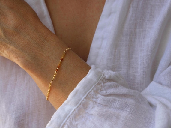 Ombre citrine beaded bracelet. Citrine bracelet. November birthstone. Positivity, optimism, abundance. Gold filled/sterling silver
