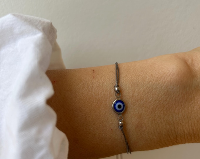 Evil Eye Cord Bracelet: Adjustable Protection String Jewelry – Stainless Steel Charm