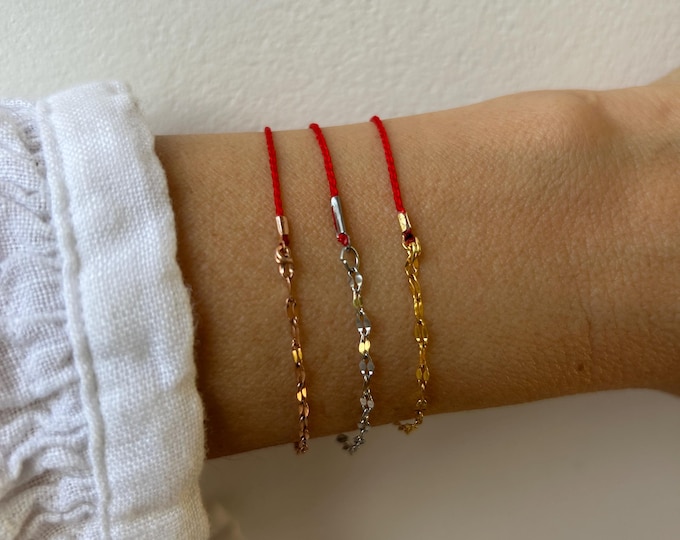 Red String of Fate Bracelet: Stainless Steel Chain Cord Bracelet