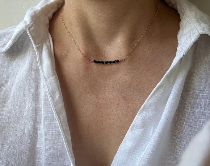 Black tourmaline bar choker. Empath protection necklace. Gold, silver, rose gold chain.