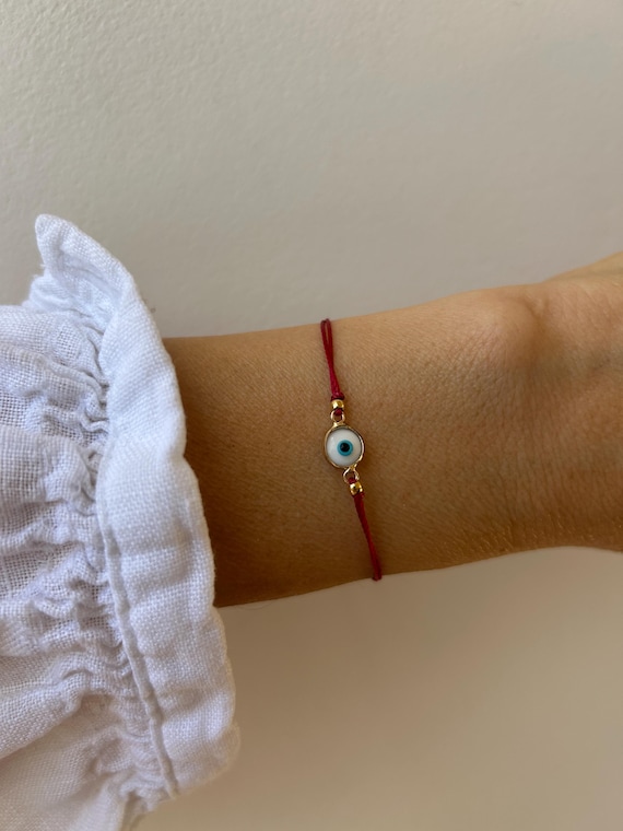 Adjustable Evil Eye Cord Bracelet: Turkish Charm, Protection Jewelry